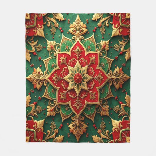 Decorative Red Green Fleece Blanket (Voorkant)