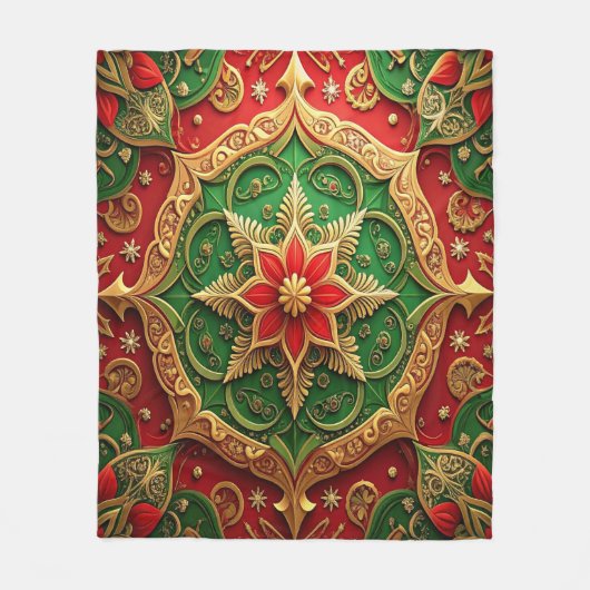 Decorative Red Green Fleece Blanket (Voorkant)