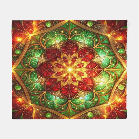 Decorative Red Green Fleece Blanket (Voorkant (Horizontaal))