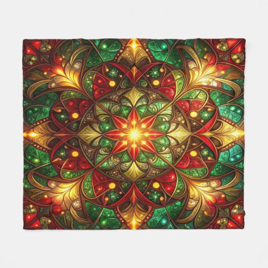 Decorative Red Green Fleece Blanket (Voorkant (Horizontaal))