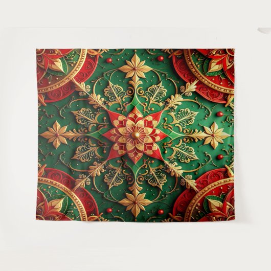 Decorative Red Green Holiday Backdrop Wandkleed (Voorkant (horizontaal))