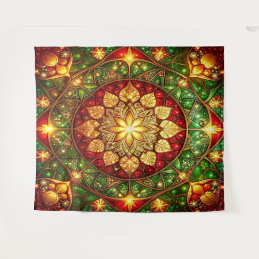 Decorative Red Green Holiday Backdrop Wandkleed (Voorkant (horizontaal))