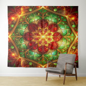 Decorative Red Green Holiday Backdrop Wandkleed (In Situ (horizontaal))