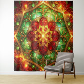 Decorative Red Green Holiday Backdrop Wandkleed (In situ)