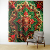 Decorative Red Green Holiday Backdrop Wandkleed (In situ)