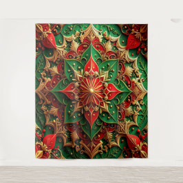 Decorative Red Green Holiday Backdrop Wandkleed