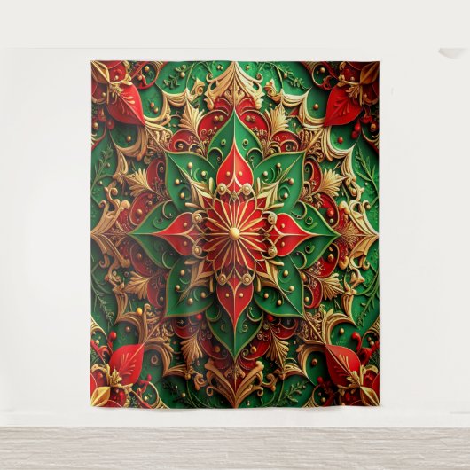 Decorative Red Green Holiday Backdrop Wandkleed (Voorkant)