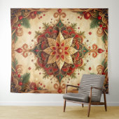 Decorative Red Green Holiday Backdrop Wandkleed (In Situ (horizontaal))