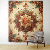 Decorative Red Green Holiday Backdrop Wandkleed (In situ)