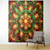 Decorative Red Green Holiday Backdrop Wandkleed (In situ)