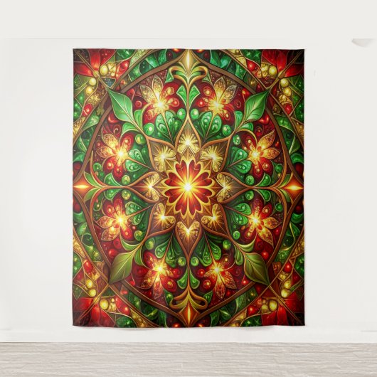 Decorative Red Green Holiday Backdrop Wandkleed (Voorkant)