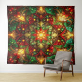 Decorative Red Green Holiday Backdrop Wandkleed (In Situ (horizontaal))