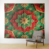 Decorative Red Green Holiday Backdrop Wandkleed (In Situ (horizontaal))