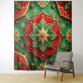 Decorative Red Green Holiday Backdrop Wandkleed (In situ)