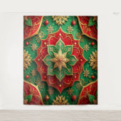 Decorative Red Green Holiday Backdrop Wandkleed (Voorkant)