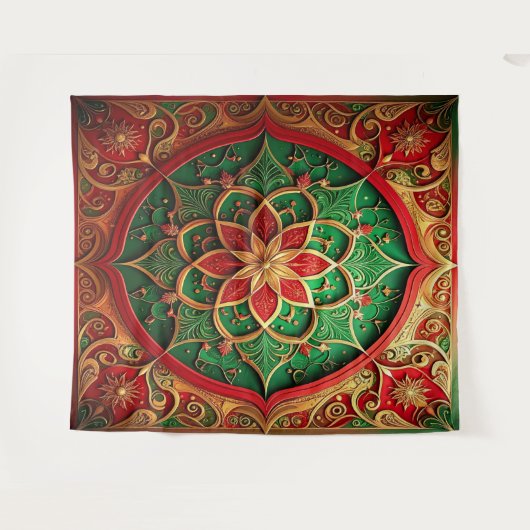 Decorative Red Green Holiday Backdrop Wandkleed (Voorkant (horizontaal))