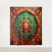 Decorative Red Green Holiday Backdrop Wandkleed (Voorkant)