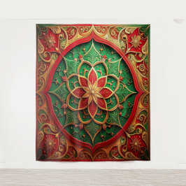 Decorative Red Green Holiday Backdrop Wandkleed