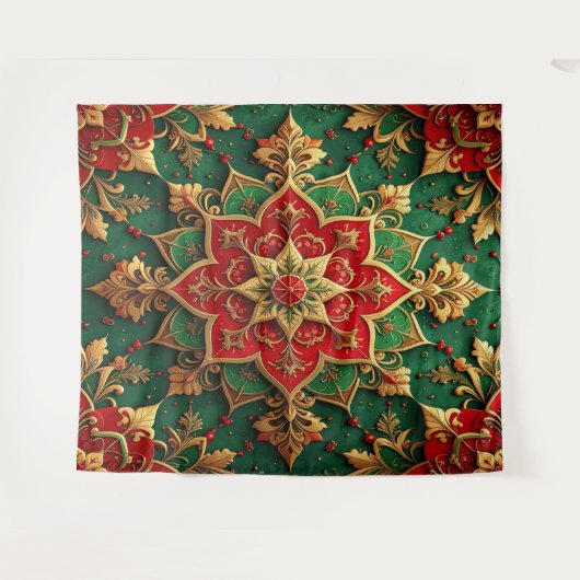 Decorative Red Green Holiday Backdrop Wandkleed (Voorkant (horizontaal))