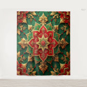Decorative Red Green Holiday Backdrop Wandkleed (Voorkant)