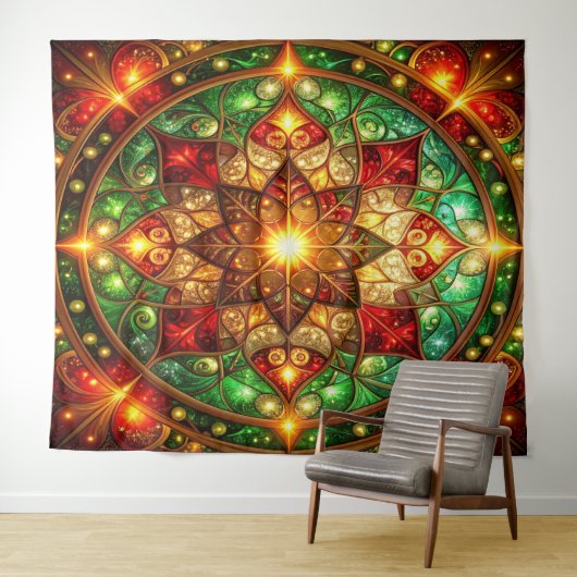 Decorative Red Green Holiday Backdrop Wandkleed (In Situ (horizontaal))