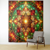 Decorative Red Green Holiday Backdrop Wandkleed (In situ)