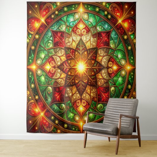 Decorative Red Green Holiday Backdrop Wandkleed (In situ)