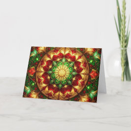 Decorative Red Green Holiday Card Kaart