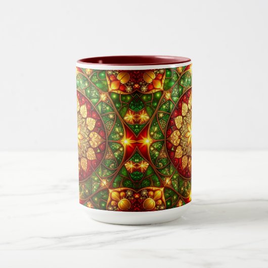 Decorative Red Green Holiday Mug Mok (Midden)
