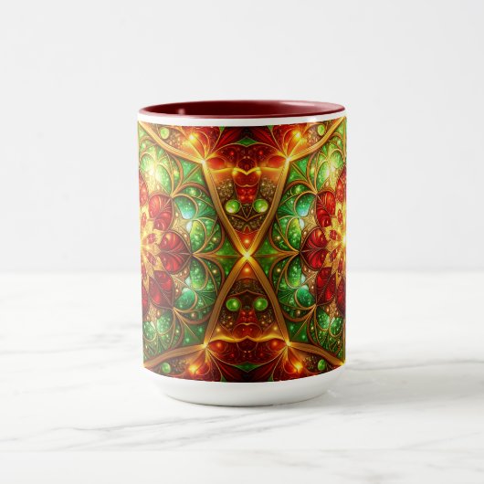 Decorative Red Green Holiday Mug Mok (Midden)