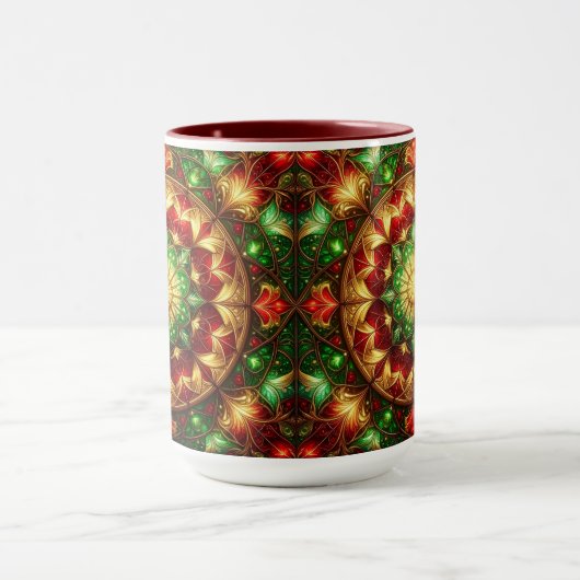 Decorative Red Green Holiday Mug Mok (Midden)