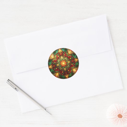 Decorative Red Green Holiday Sticker (Envelop)