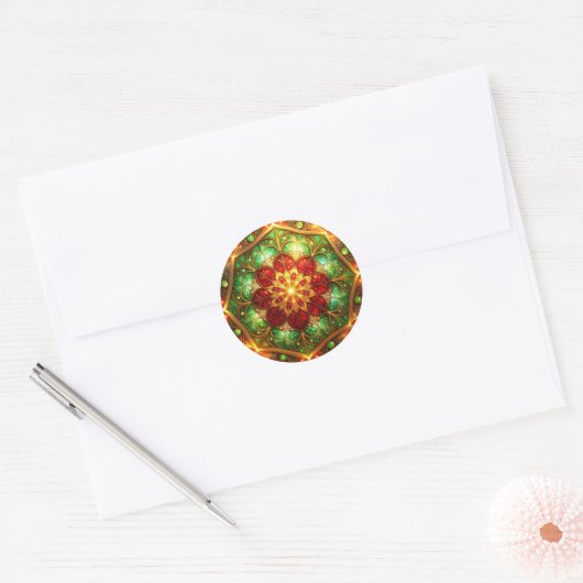 Decorative Red Green Holiday Sticker (Envelop)