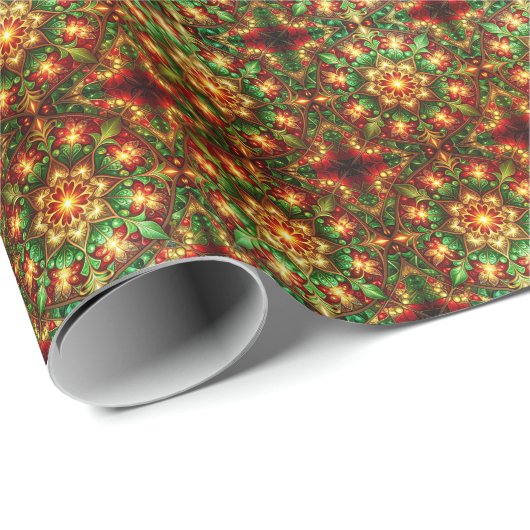 Decorative Red Green Holiday Wrapping Paper Cadeaupapier (Rol Hoek)