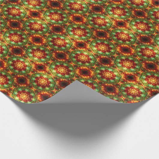 Decorative Red Green Holiday Wrapping Paper Cadeaupapier (Hoek)
