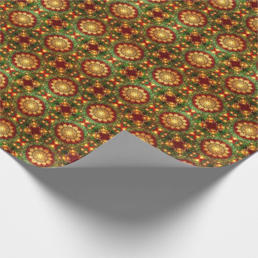 Decorative Red Green Holiday Wrapping Paper Cadeaupapier (Hoek)