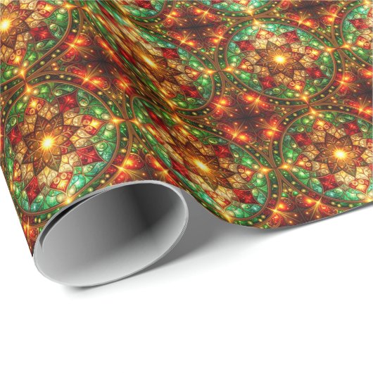 Decorative Red Green Holiday Wrapping Paper Cadeaupapier (Rol Hoek)
