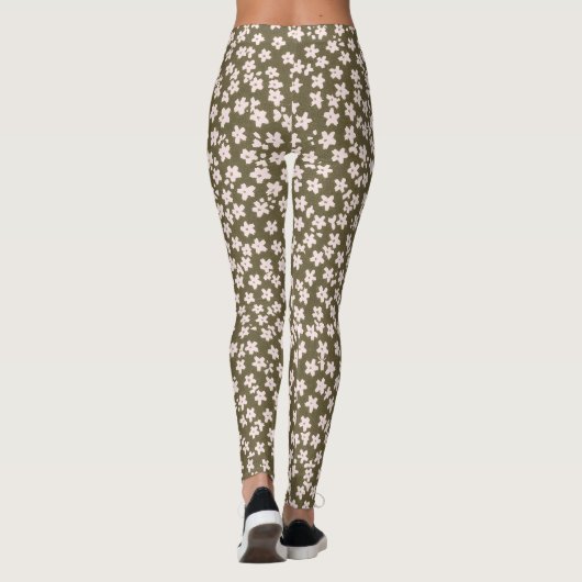 Decorative Retro Japanese Floral Pattern Leggings (Achterkant)