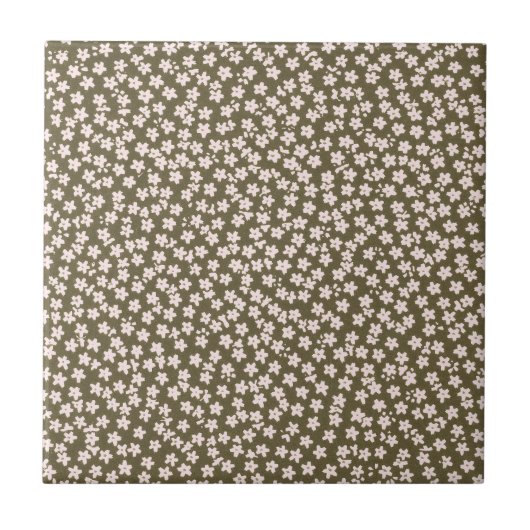 Decorative Retro Japanese Floral Pattern Tegeltje (Voorkant)