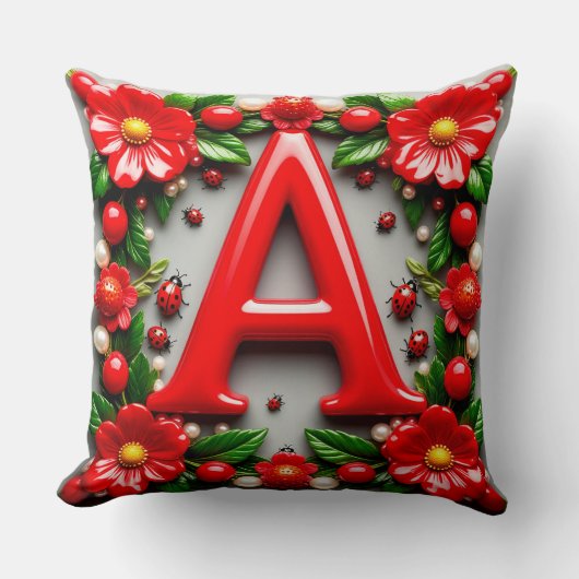 🐞 Decorative Rode Letter Lieveheersbeestje Klapro Kussen (Voorkant)