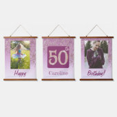 Decorative Rose Gold Glitter, Photos 50th Birthday Hangend Wandkleed (Driedubbel)