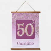 Decorative Rose Gold Glitter, Photos 50th Birthday Hangend Wandkleed (Voorkant 2)