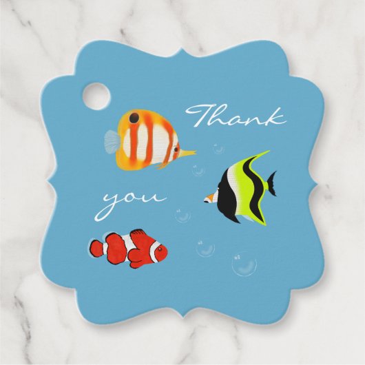 Decorative Sea Fish Under the Sea Cave Birthday Bedankjes Labels (Voorkant)