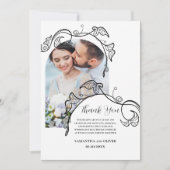 Decorative Simple Photo Wedding Thank You Card Save The Date (Voorkant)
