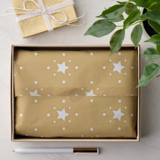 Decorative Stars on Gold Background Tissuepapier (Geschenk)