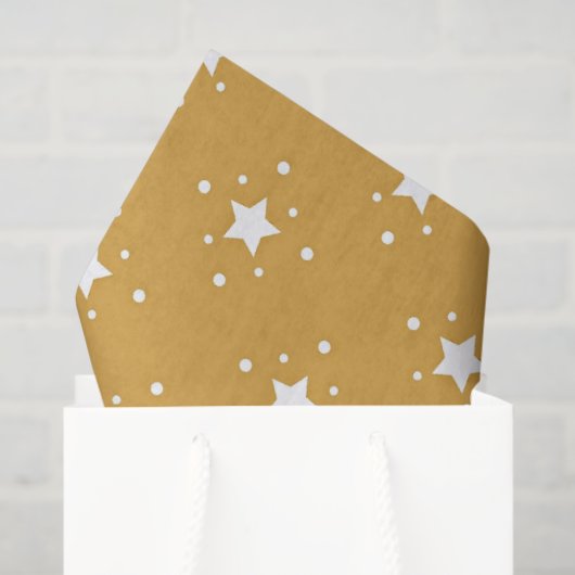 Decorative Stars on Gold Background Tissuepapier (Cadeauzakje)