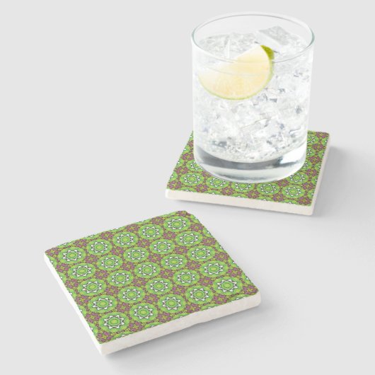 decorative symmetrical geometric pattern coaster stenen onderzetter (Zijkant)