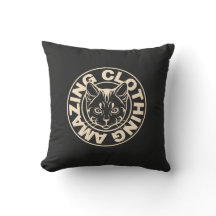 Decorative Throw Pillow Bold Cat Logo Modern Home