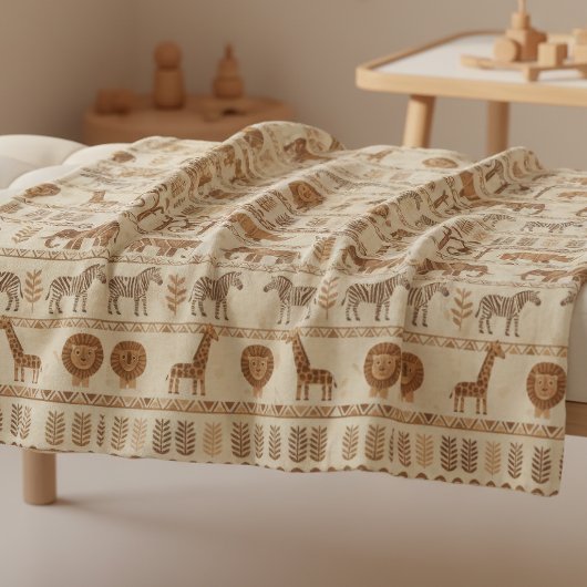 Decorative Tribal Border Safari ID1243 Fleece Deken