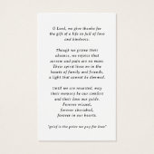 Decorative Typography Photo Sympathy Prayer Card Visitekaartje (Achterkant)